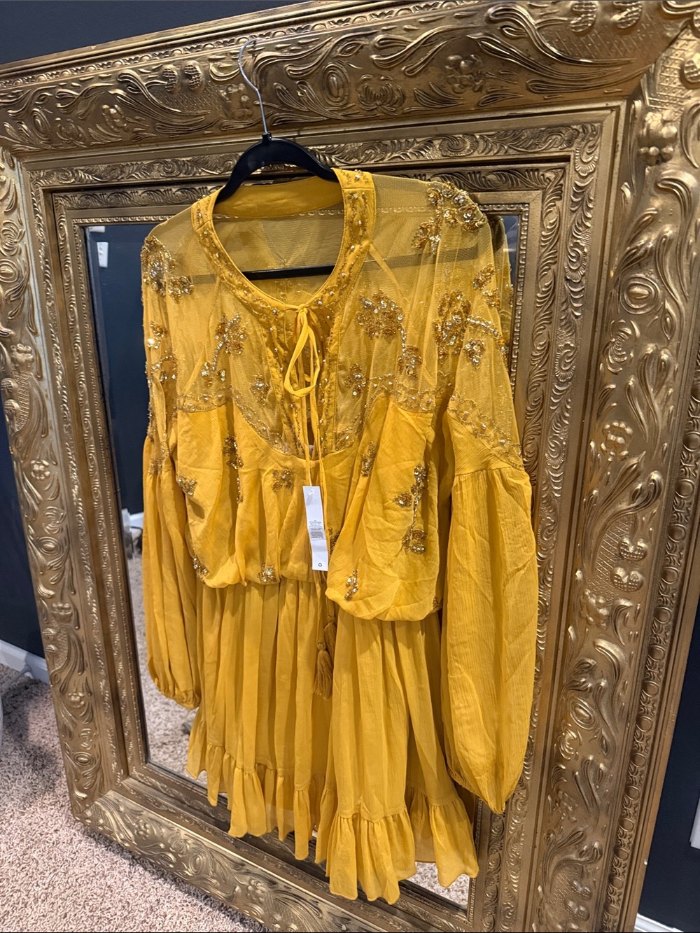 ASOS Yellow Floral Ruffle Mini Dress - Picture 2 of 2